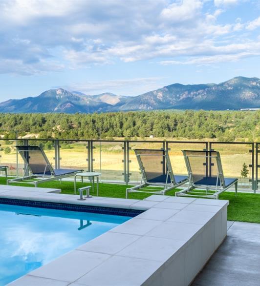 The pool with a beautiful view of mountains