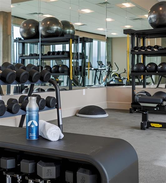 The workout room at Hotel Polaris