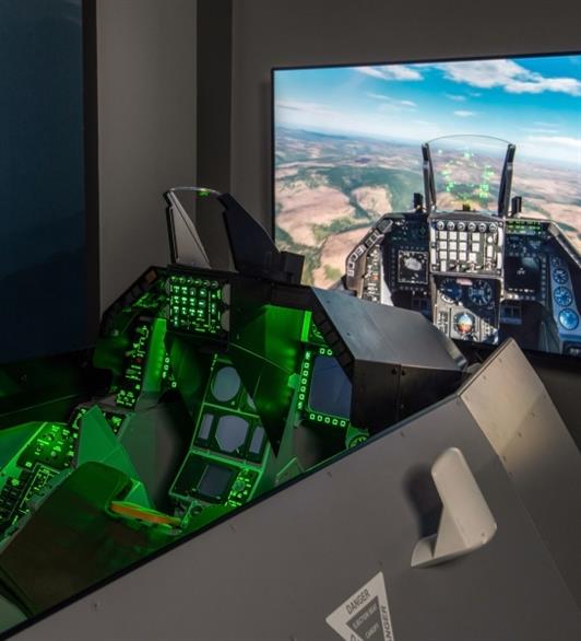 A cockpit of the flight simulator