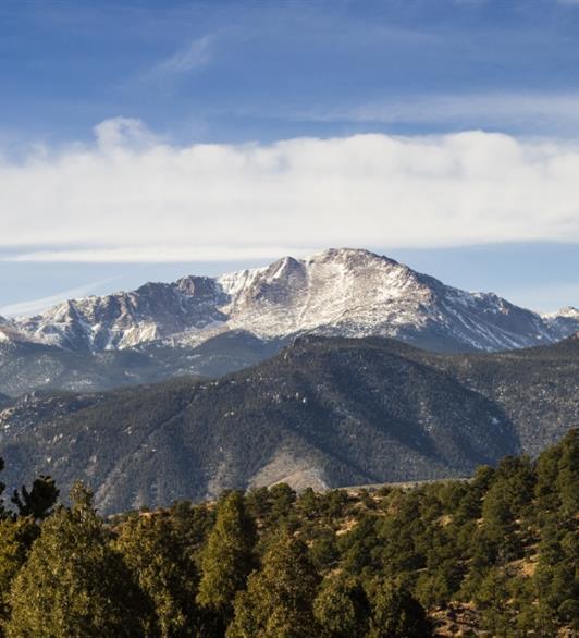 Pikes Peak with some snow on it