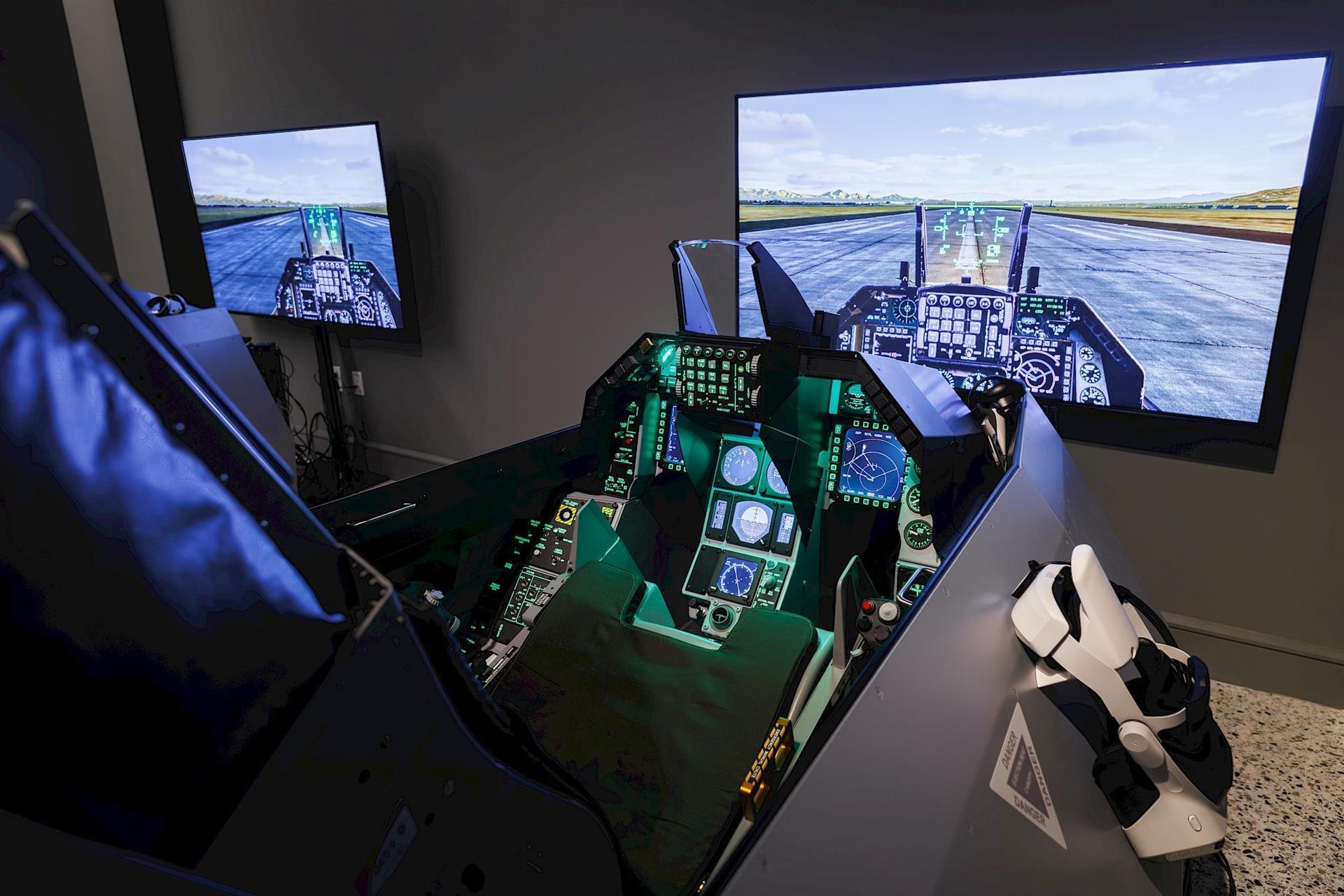 A perspective from a cockpit of the flight simulator