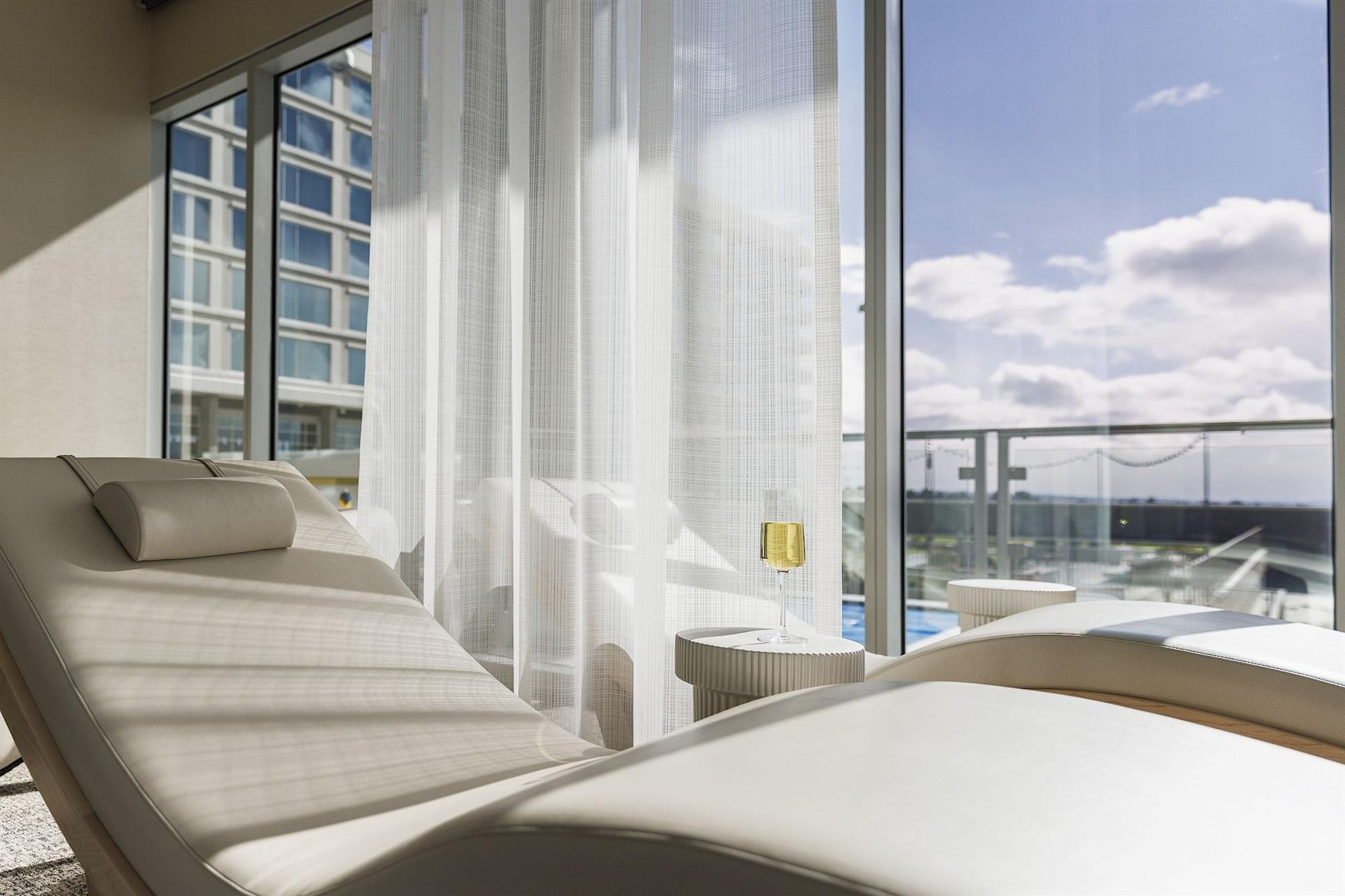 A view from the spa overlooking the pool