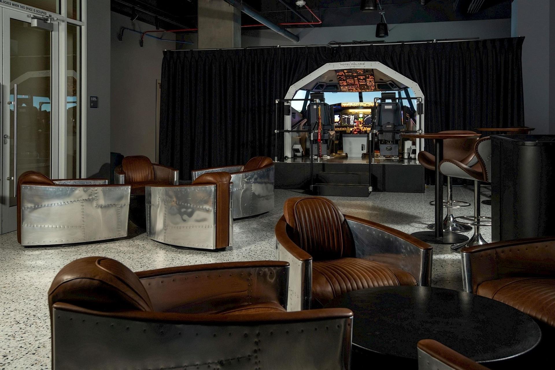 A view of the flight simulator area