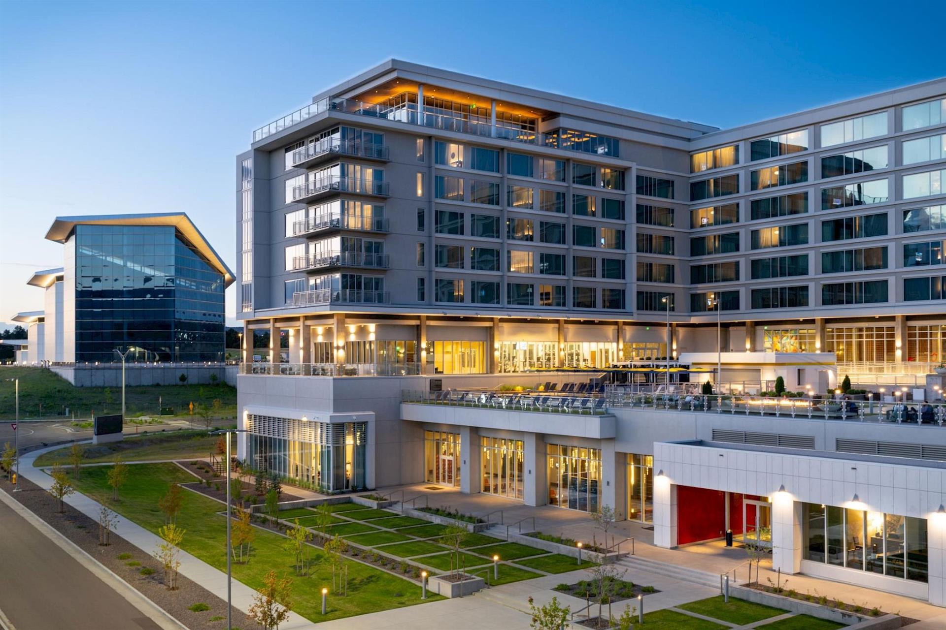 An outside view of the Hotel