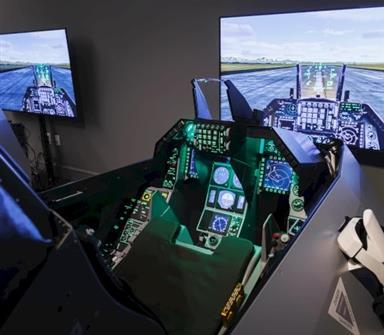 A perspective from a cockpit of the flight simulator