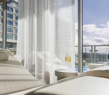 A view from the spa overlooking the pool