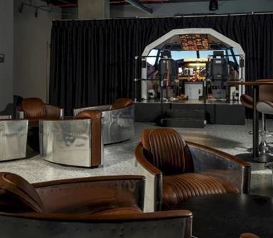 A view of the flight simulator area