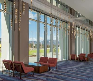 A corridor outside a meeting venue
