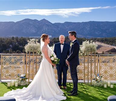 A bride and groom about to get married